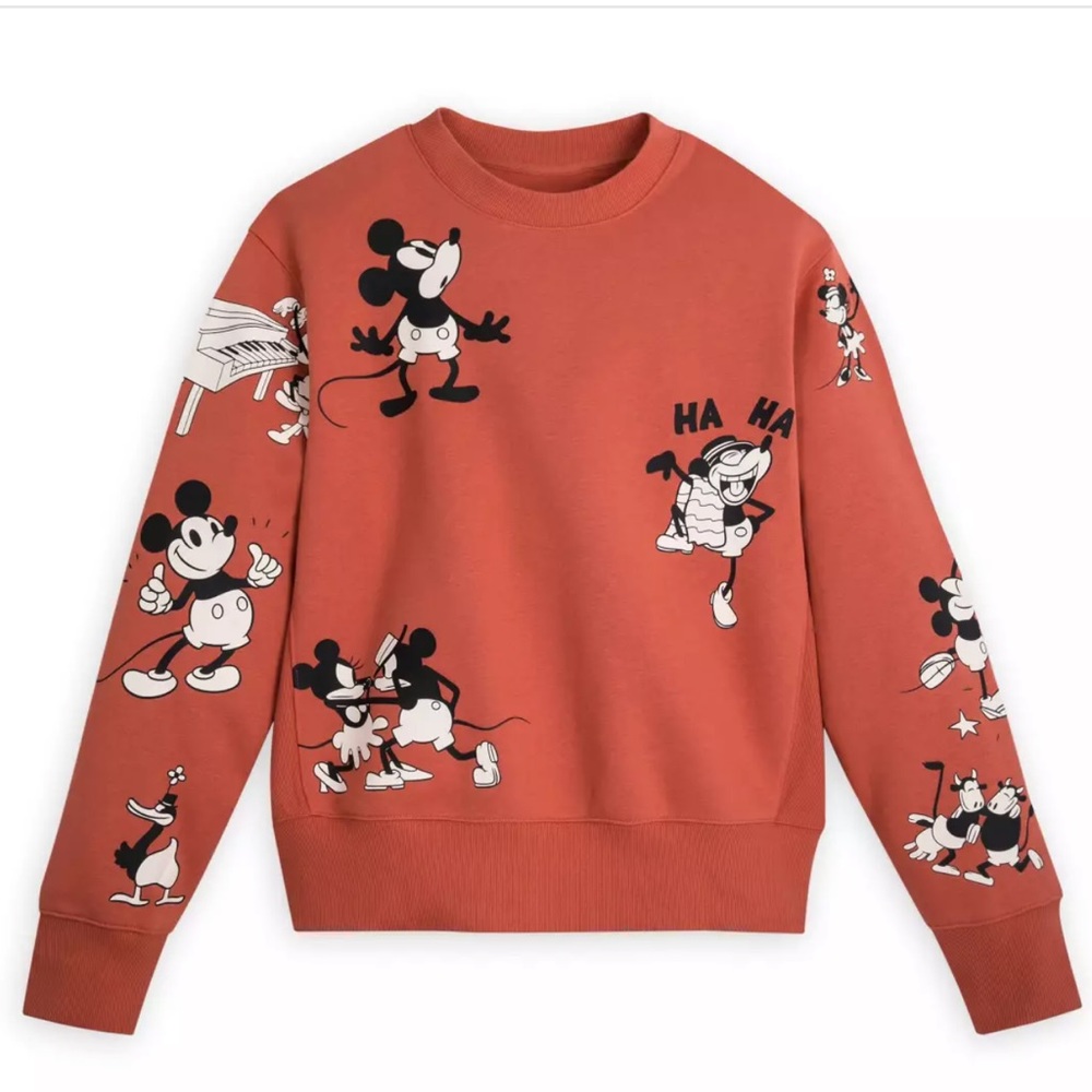 Mickey and Minnie Mouse Vintage-Style Pullover Sweatshirt size Large